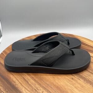 Flojos Sandals Mens Size 11 Black Thong Slides Flip Flops Comfort Beach Casual